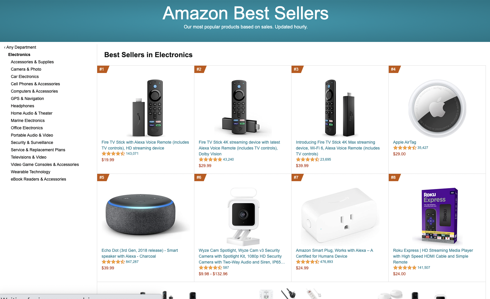 Amazon Bestsellers example