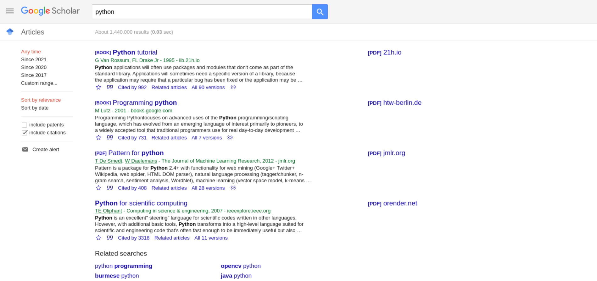 Google Scholar API example